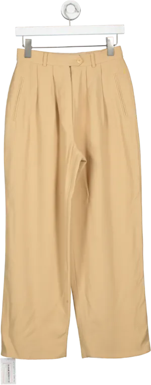 Giorgio Armani Beige Wide Leg Tailored Pocketed Trousers UK S