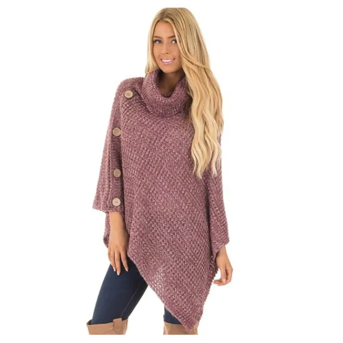 Knitted Turtleneck Cloak Winter Sweater